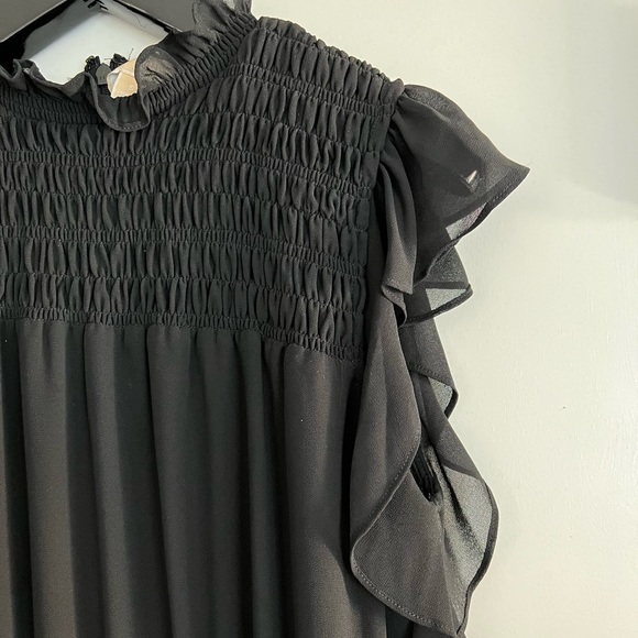 MICHAEL Michael Kors Black Midi Dress w/ Embellished Waist - Picture 5 of 7